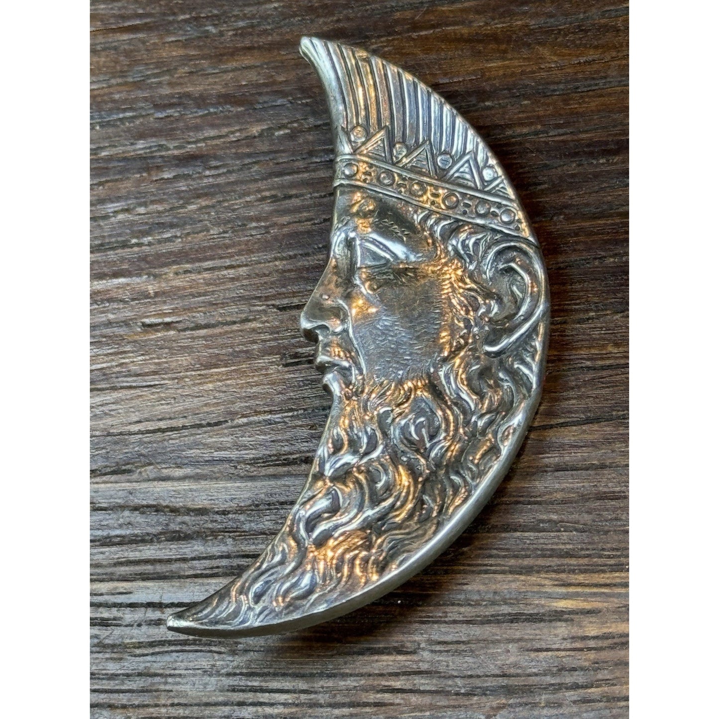 Sterling Silver Brooch 2” GFMW Man in the Moon Crescent Celestial Figural Pin