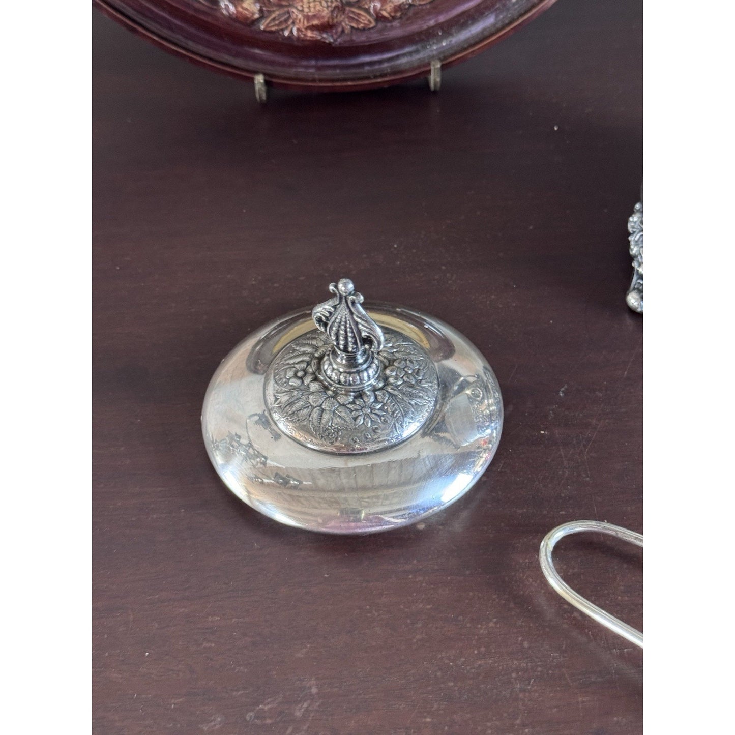 Antique Pickle Castor Forbes Silver Co Quadruple Plate Glass Jar & Tongs