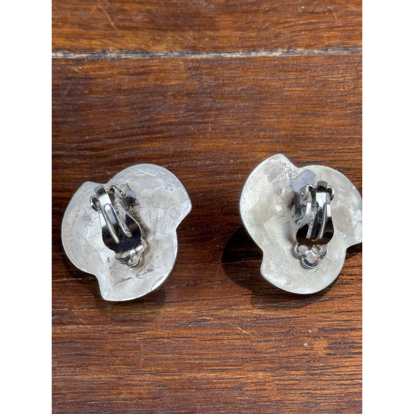 Vintage Sterling Silver Mexico Clip Earrings Sculptural Modernist