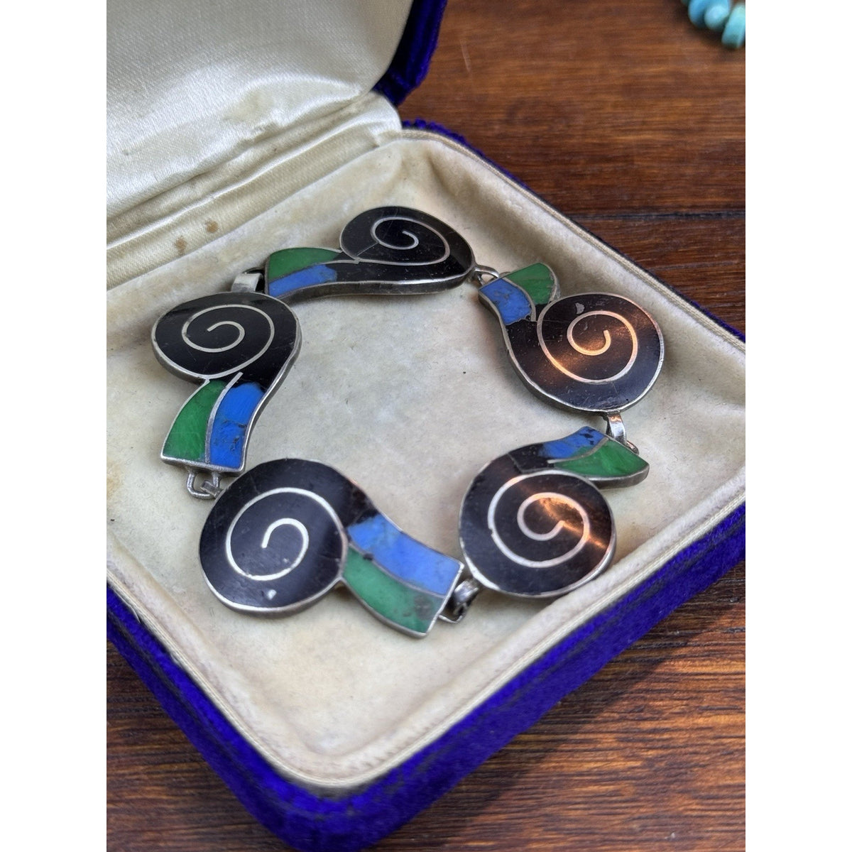 Sterling Silver Bracelet Mexico MSA Wave Link Modernist 7” VINTAGE