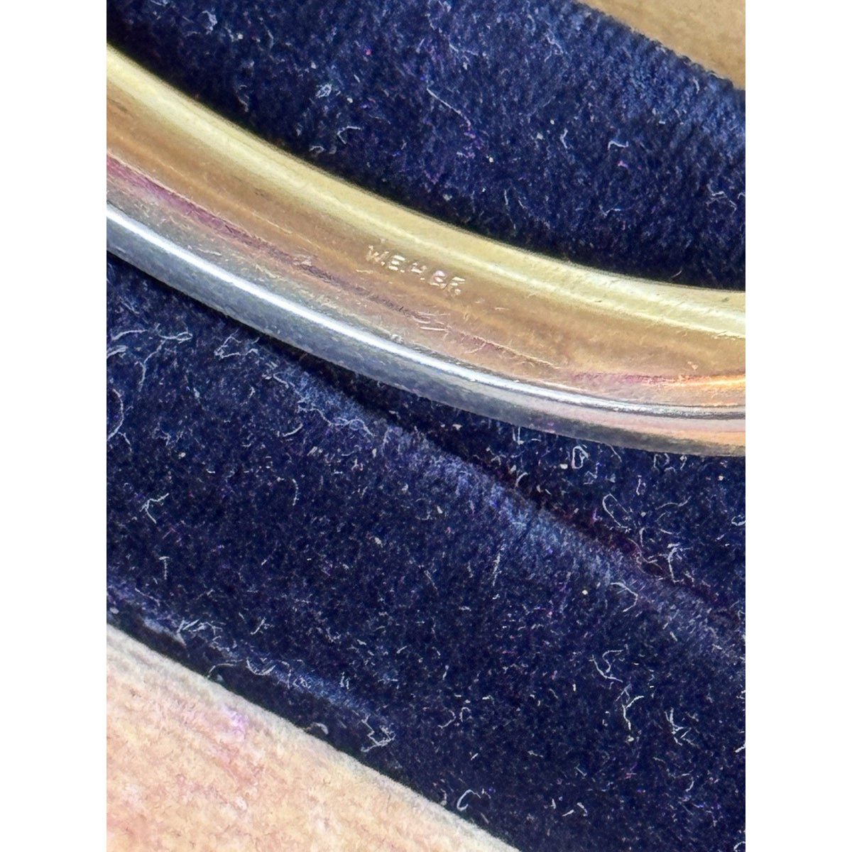 Gold-Filled Bangle Bracelet Engraved Leaf Design No Monogram Signed WEH GF 6.75”