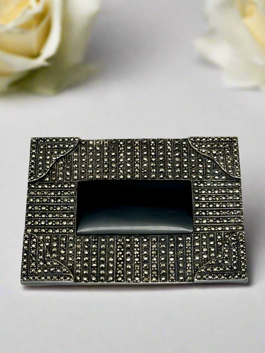 Artisan Art Deco Style Brooch Marcasite Sterling 925 Estate Quality SIGNED