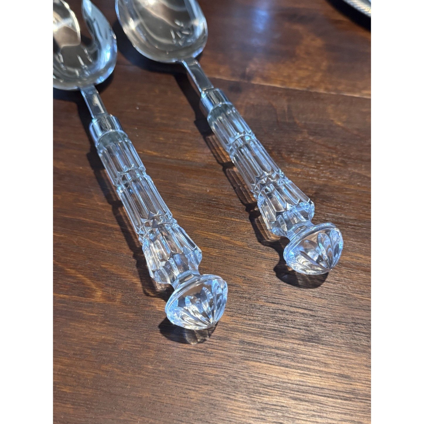 Vintage WATERFORD Crystal Salad Serving Set Fork Spoon Signed 10.75”