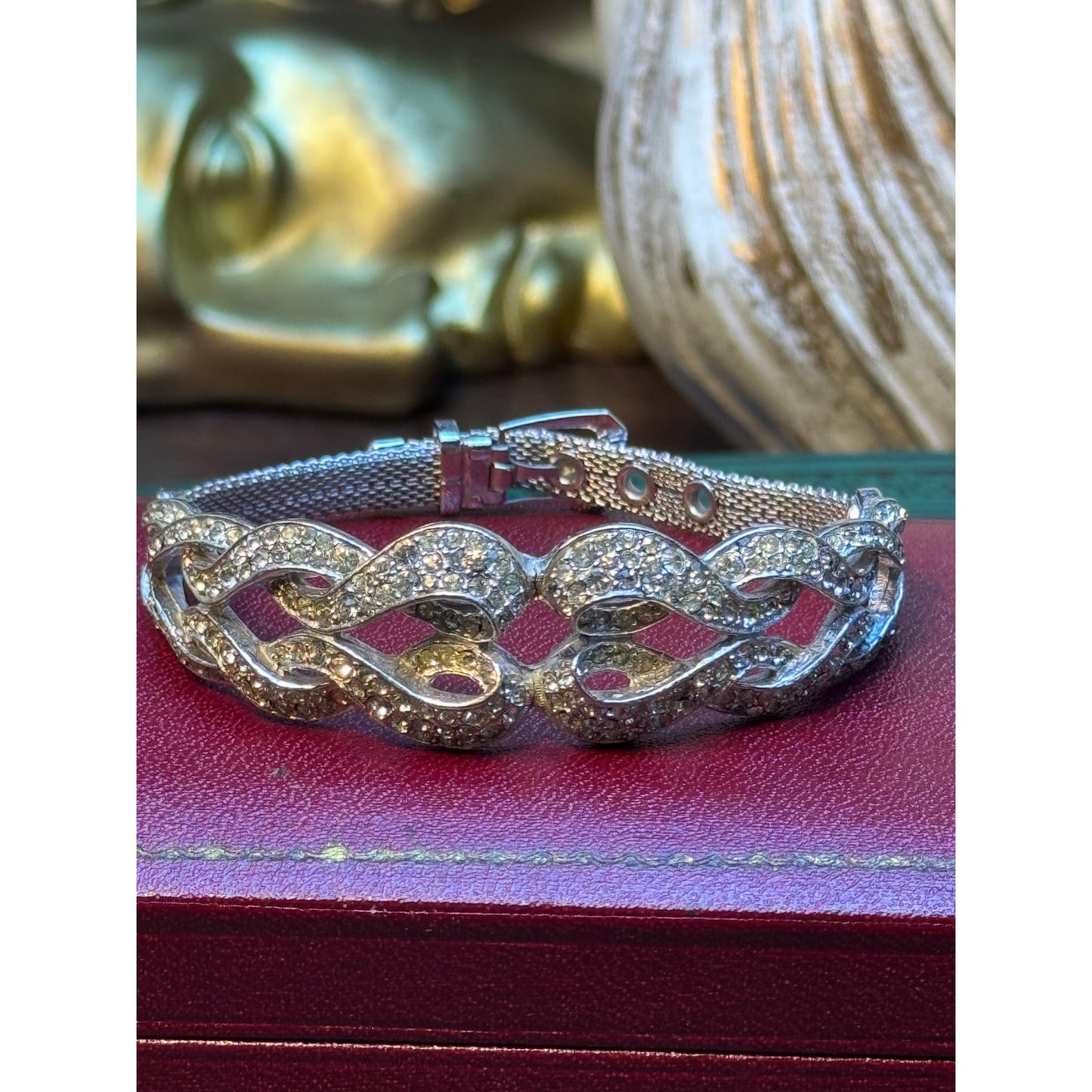 Vintage Silvertone Bracelet Beltstyle Buckle Design 6.25"