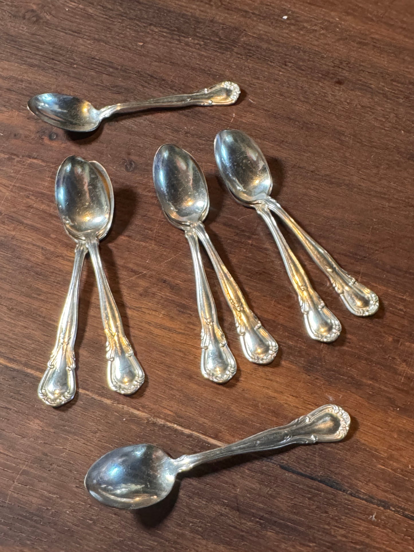 Silver Plate Demitasse Spoons Set 8 Wheatley Brothers 4.5” Antique