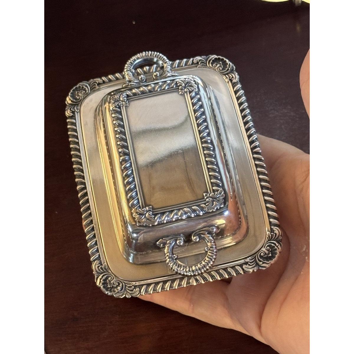 Silverplate Miniature Butter Dish With Lid & Spreader Vintage Set #B 4.5”