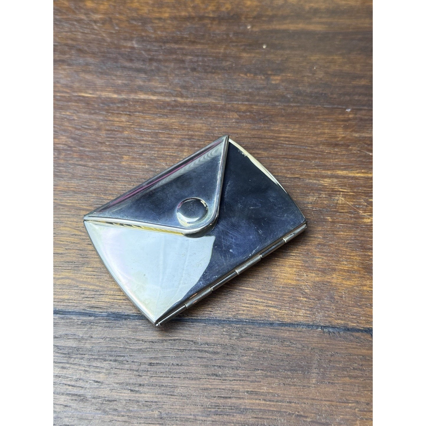 Vintage Silverplate Envelope Pocket Mirror Folding Compact Travel Mirror