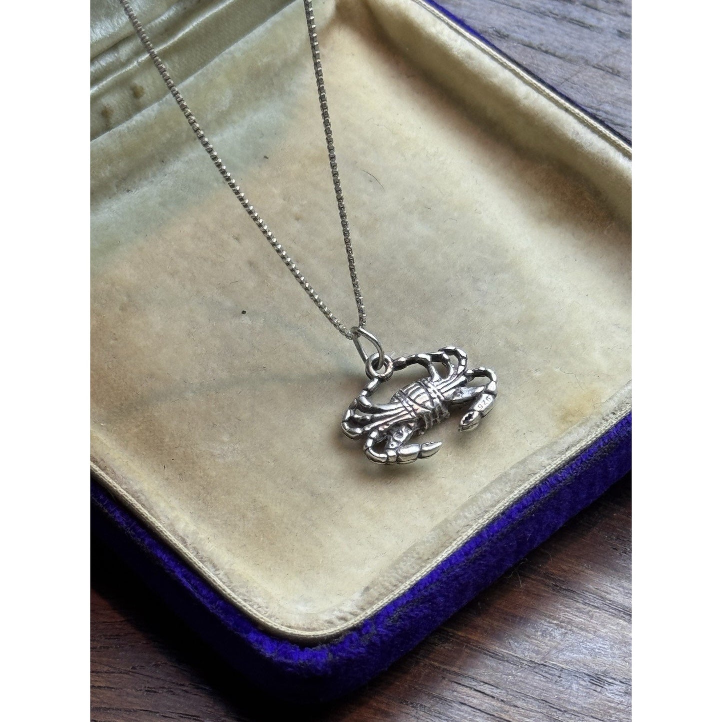 Sterling Silver Cancer Crab Pendant Necklace 18” Italy 925 Zodiac .75”