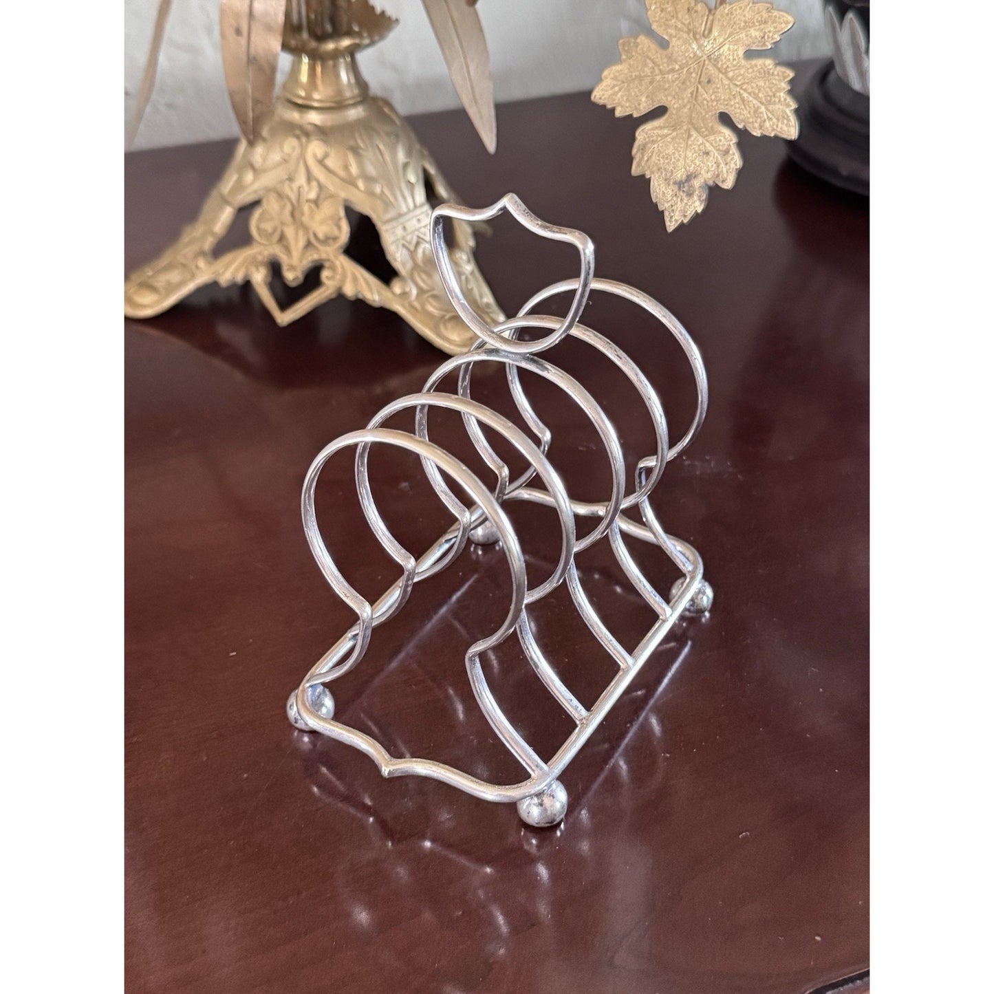 English Silverplate Toast Rack 4 Slice EPNS Vintage Breakfast Table 5”