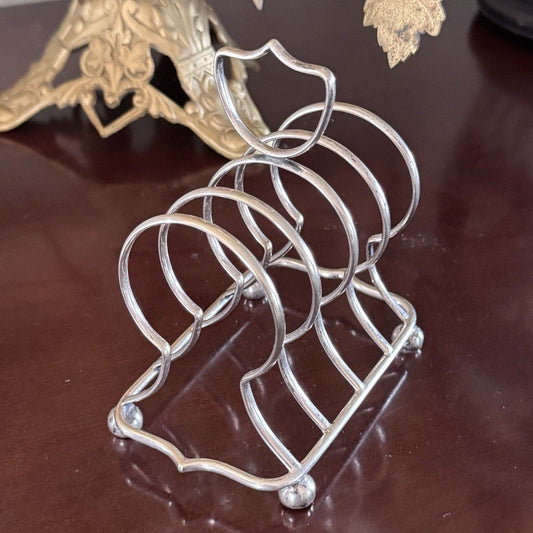 English Silverplate Toast Rack 4 Slice EPNS Vintage Breakfast Table 5”