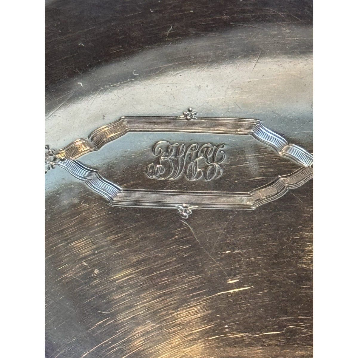 Art Deco Antique Crystal Jewelry Box Sterling Silver Lid Vanity 5.5”