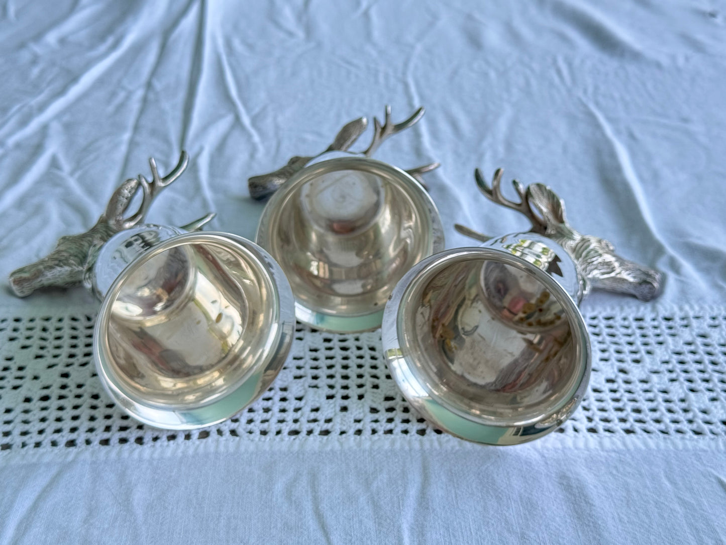 1 x Vintage Stag Head Stirrup Cup Goblet Silverplate Hunting Barware Shabby Old Money Style