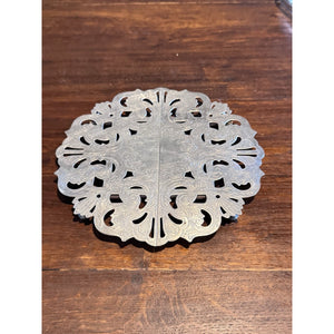 Silverplate Expandable Trivet Footed Serving Dish Stand Pierced VINTAGE