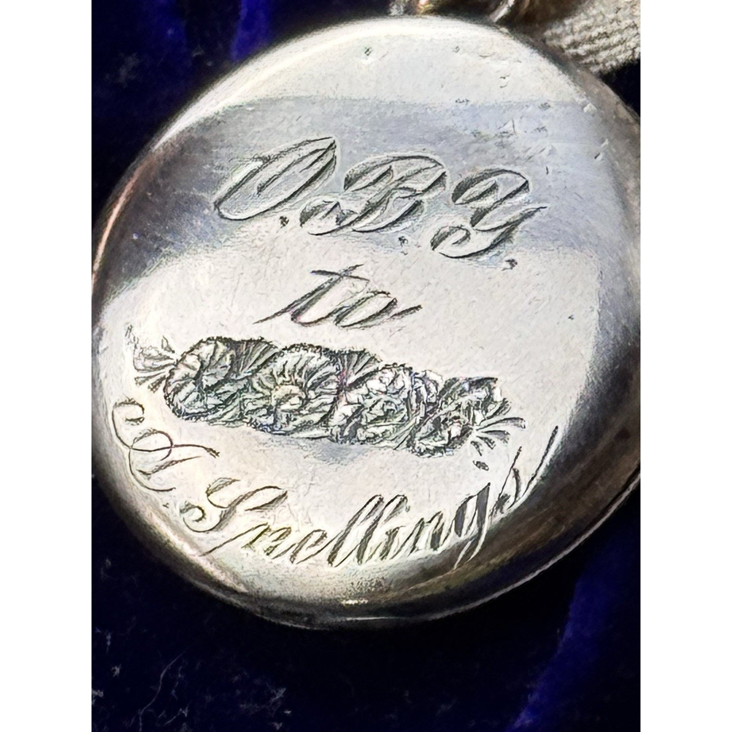Antique Crescent Moon Locket Gold-Filled Paste Stones W&H Co 1.25” Engraved