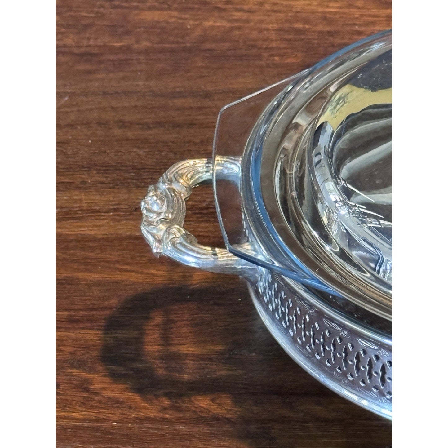 Silverplate Covered Serving Dish Marinex Glass Insert Footed