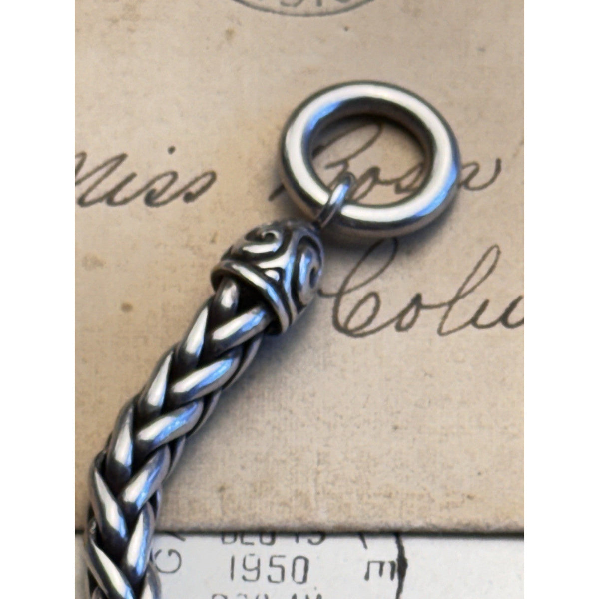 ZINA Sterling Bracelet Braided Chain 925 Toggle Black Baroque Pearl 6.75”