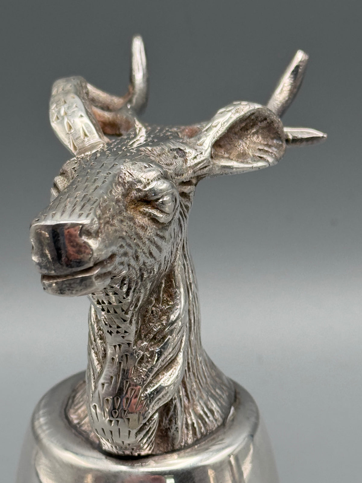 1 x Vintage Stag Head Stirrup Cup Goblet Silverplate Hunting Barware Shabby Old Money Style