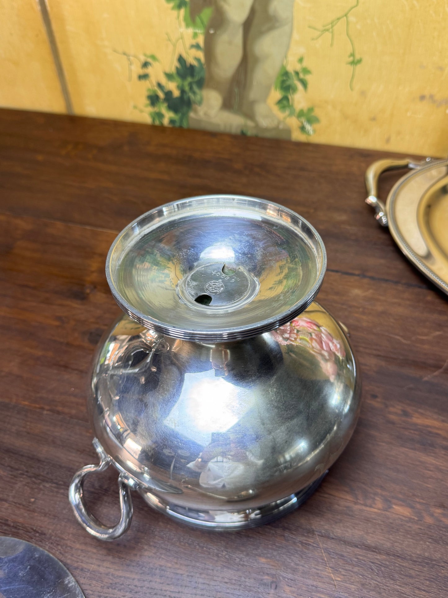Antique Soup Tureen Lidded Footed Monogrammed Serving Bowl Ladle 9.5”