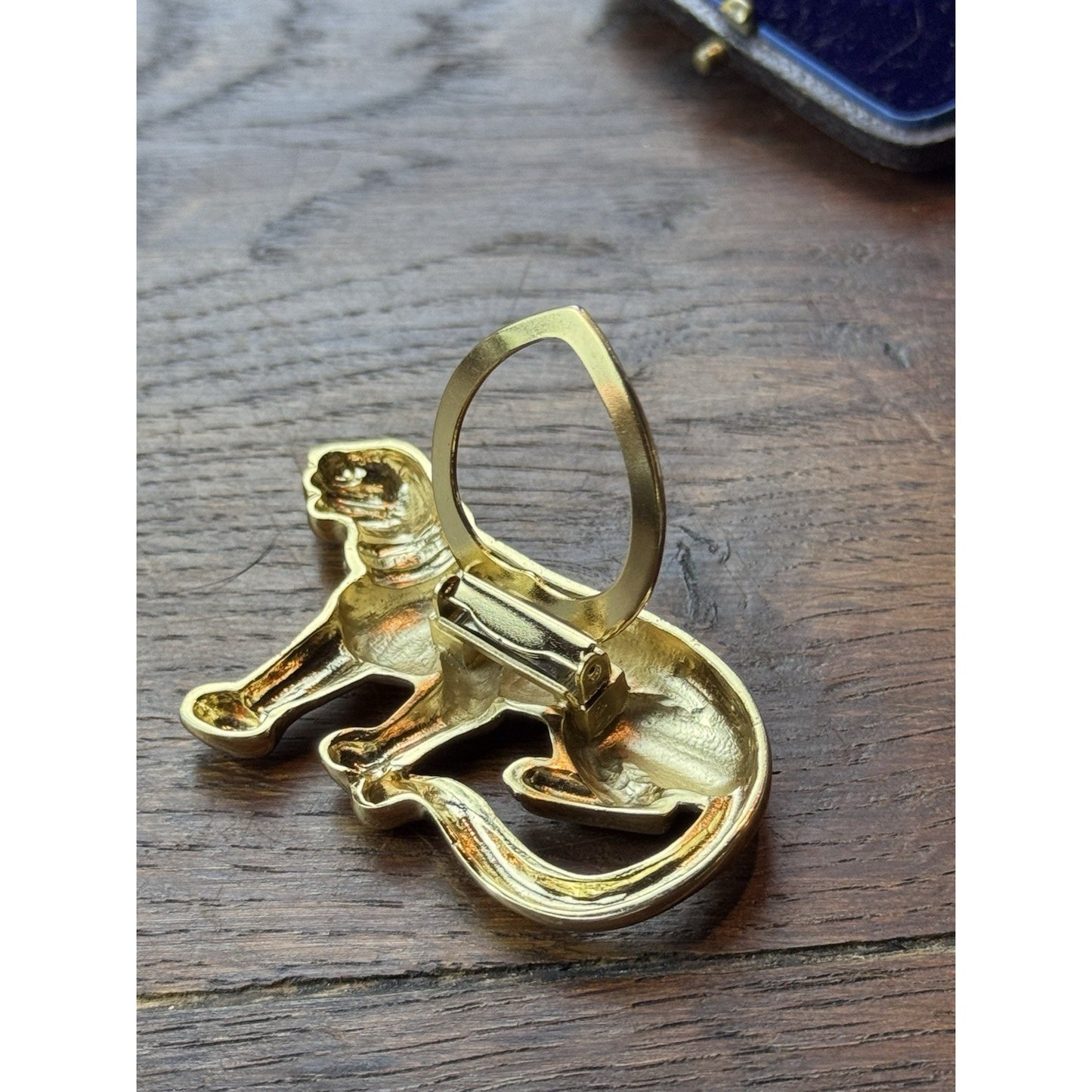 Vintage Panther “Cat” Scarf Clip Goldtone Rhinestone Collar 2.5” Figural