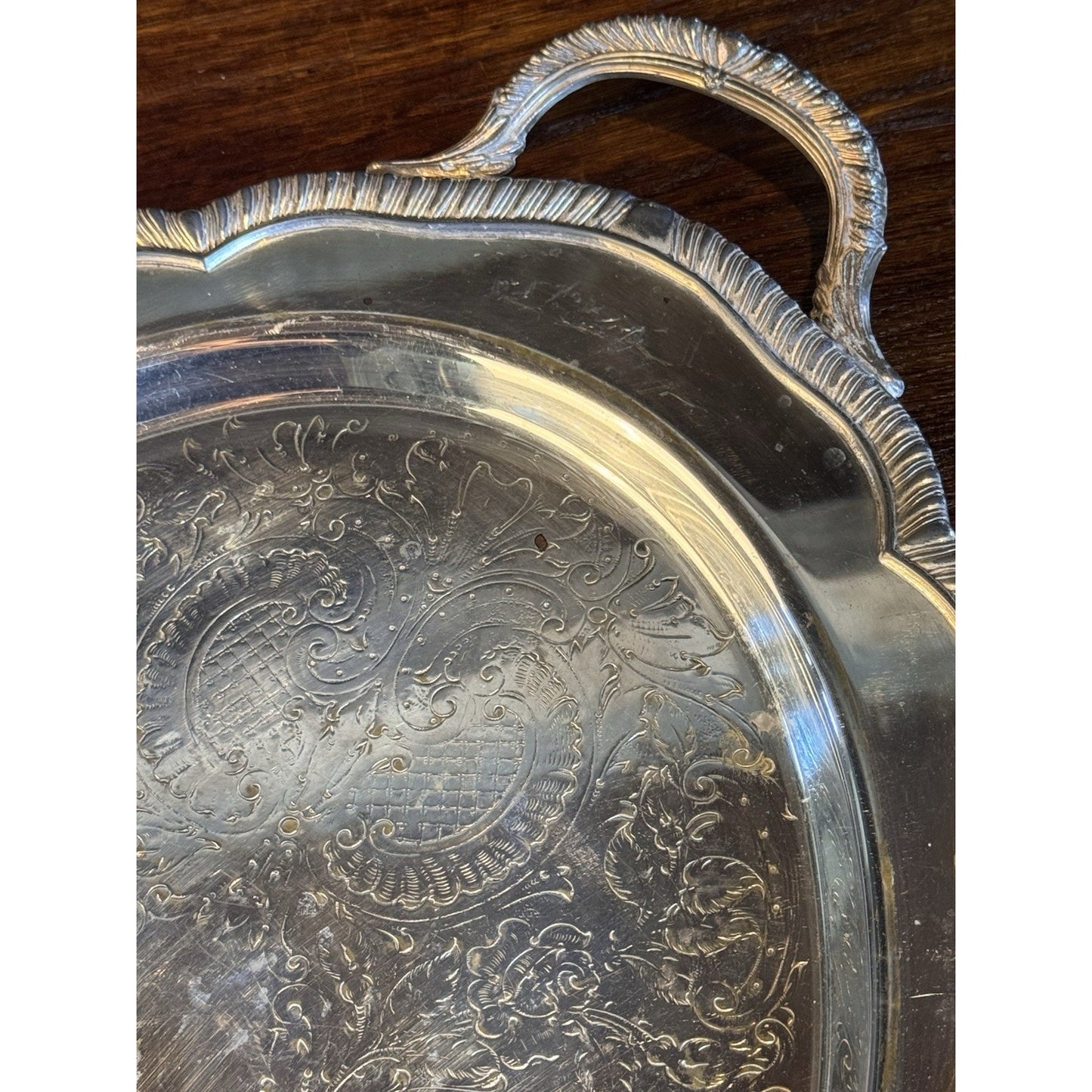 Silverplate Butler Tray F.B. Rogers Ornate Handled SHABBY Chic CONDITION 21”
