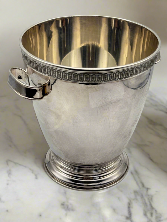 Vintage Silver Plate Champagne Wine Cooler MCM STYLE ca. 8.75” x 7.5”