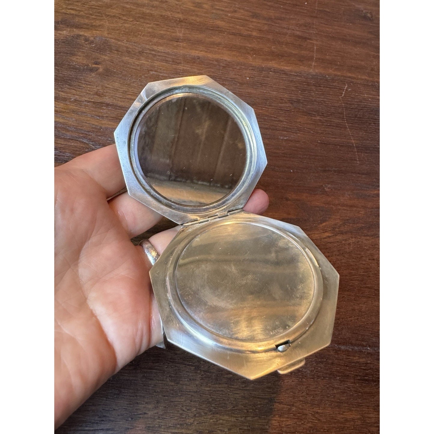 Sterling Compact Mirror Perfume Bottle Set 950 Silver Engraved EMPTY