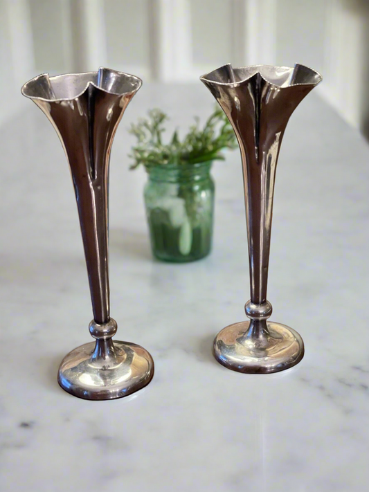 Antique Sterling Silver Edwardian Bud Vases 5.25” CEWilliams 1902 Birmingham