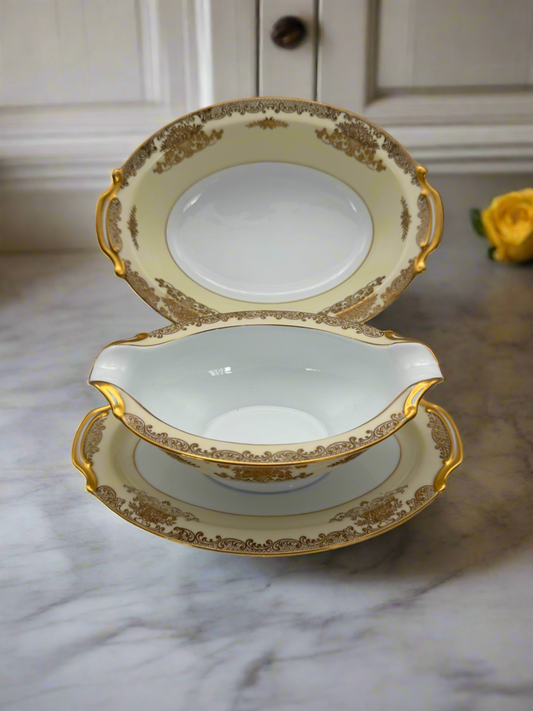 Noritake “Mayfield” Gravy Boat & Vegetable Bowl 10” Set