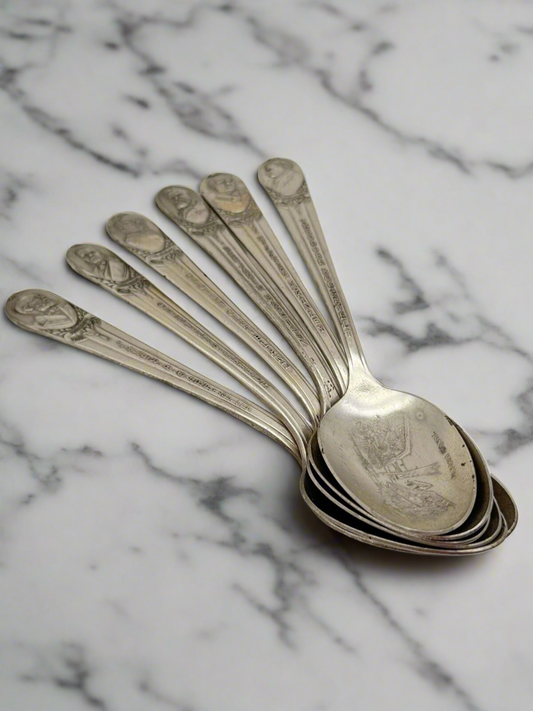 6 Vintage President Spoons 19th To 25th President Wm. ROGERS MFG Co. IS