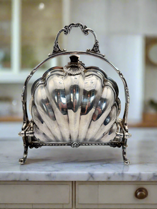 Waiting LIST ITEM‼️ Silver-plate Double Shell Biscuit Box Victorian STYLE FB Roger’s