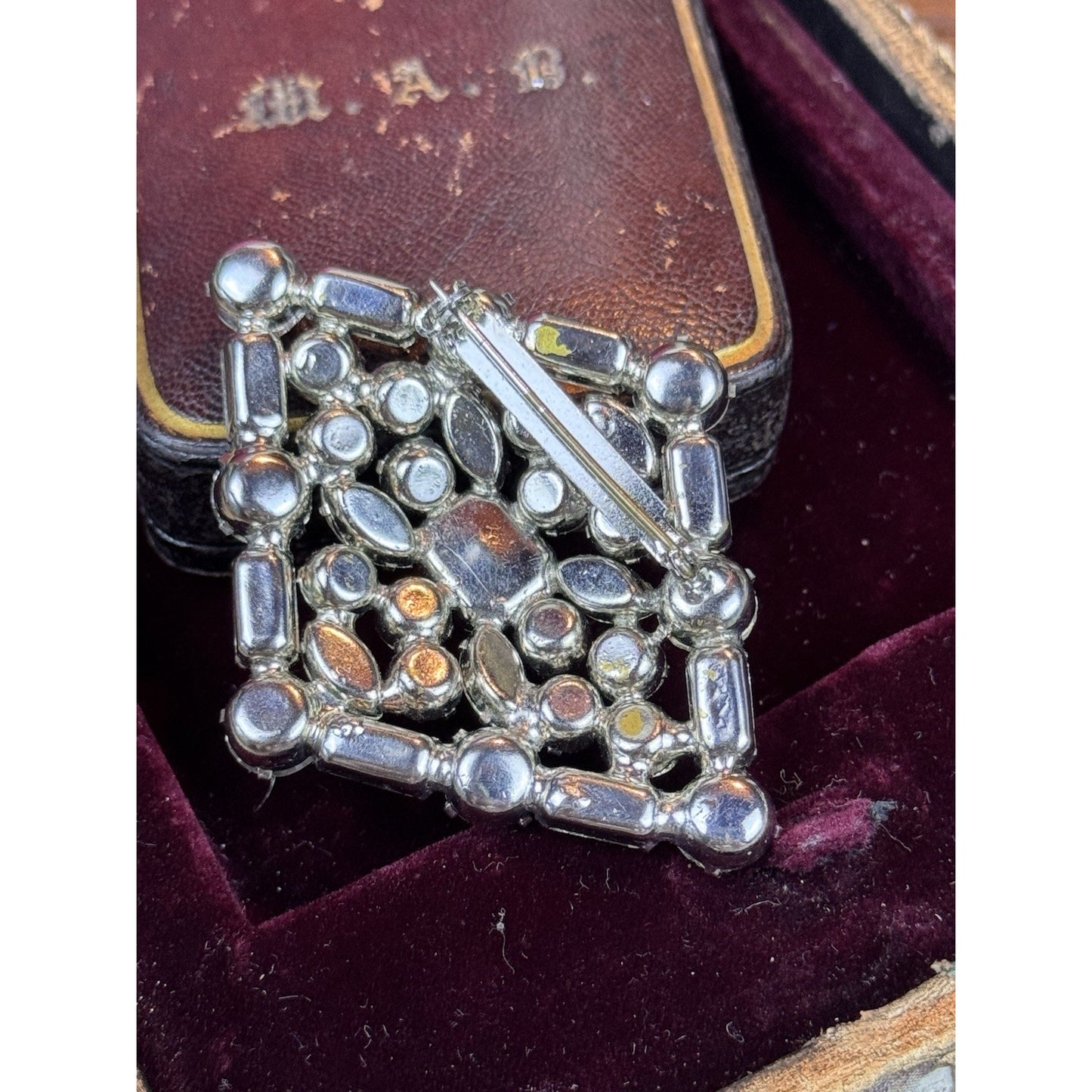 Vintage Clear Rhinestone Statement Brooch – Art Deco Style 2.5” X 2”