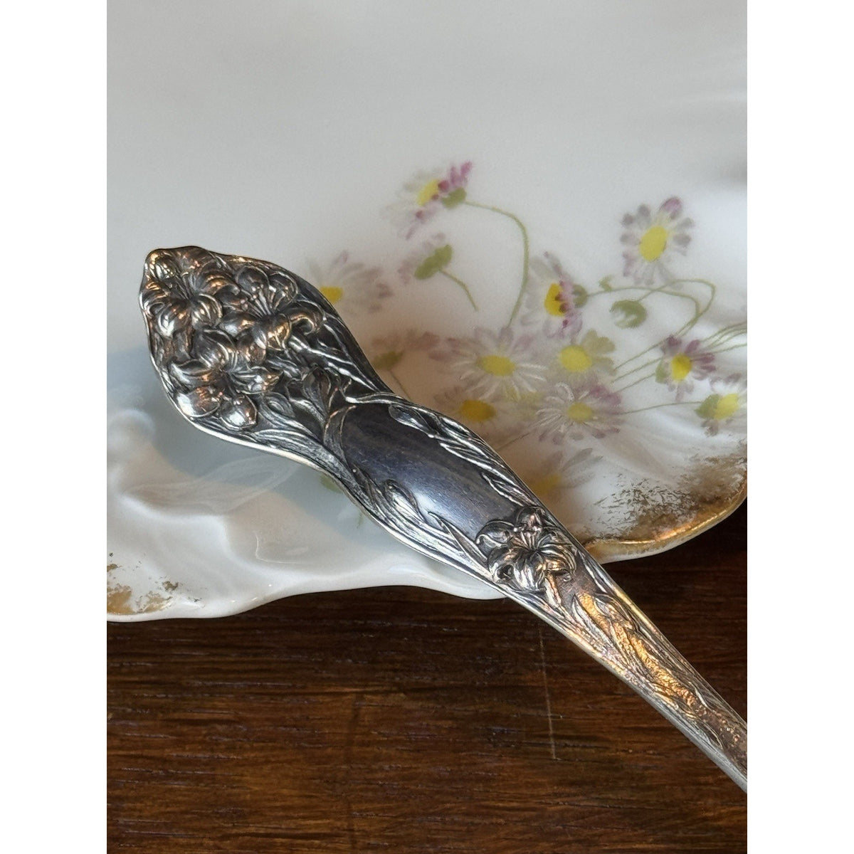 Silverplate Ladle Stratford Silver Co Art Nouveau Floral Antique 7”