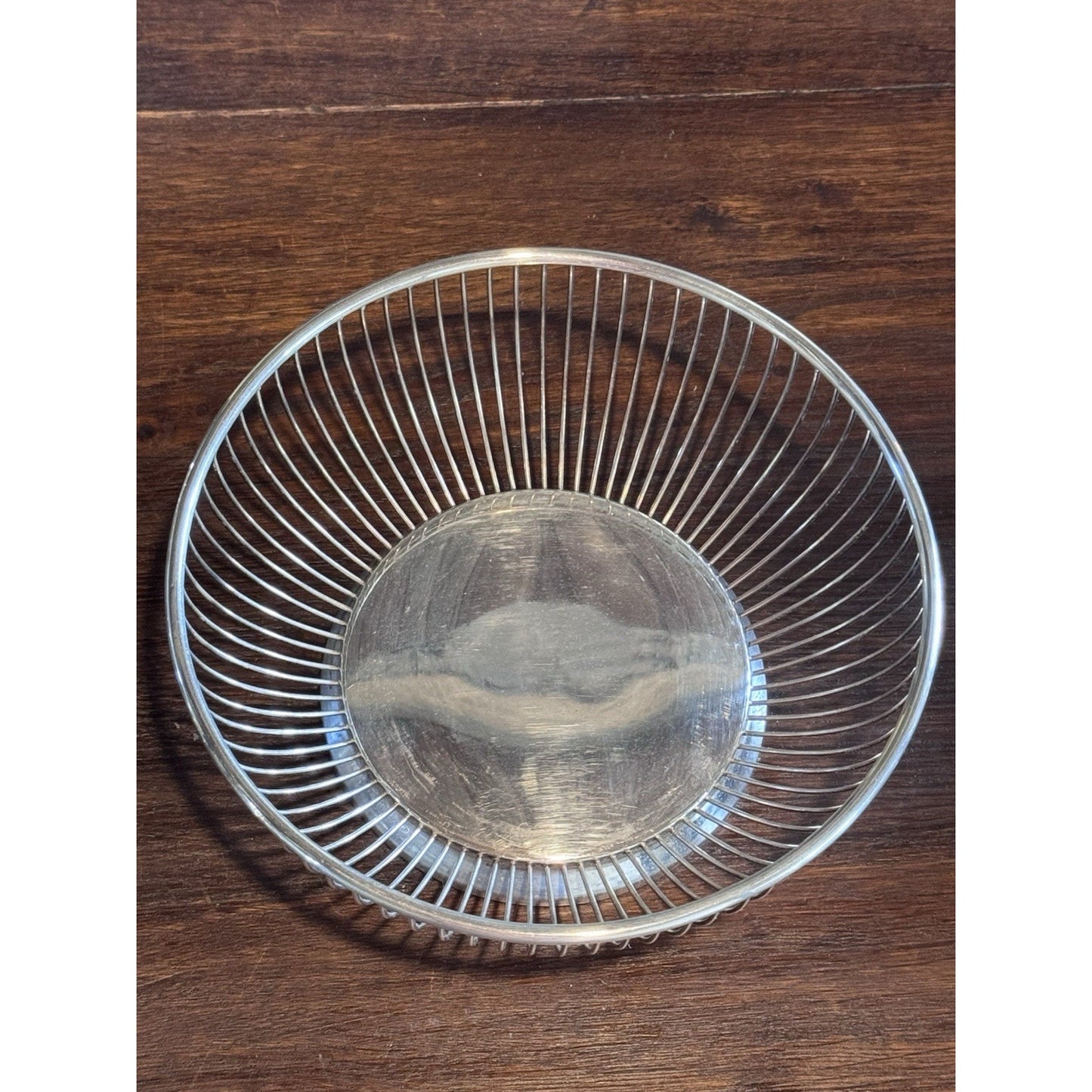 Gorham Silverplate Wire Bread Fruit Basket Round Pedestal Bowl Vintage 8”