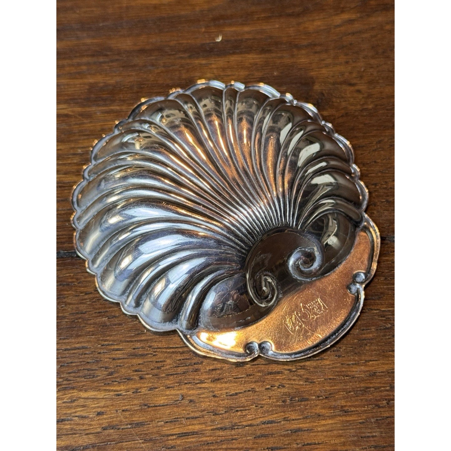 Vintage Silverplate Shell Trinket Dish Scallop Jewelry Catchall 3.5”