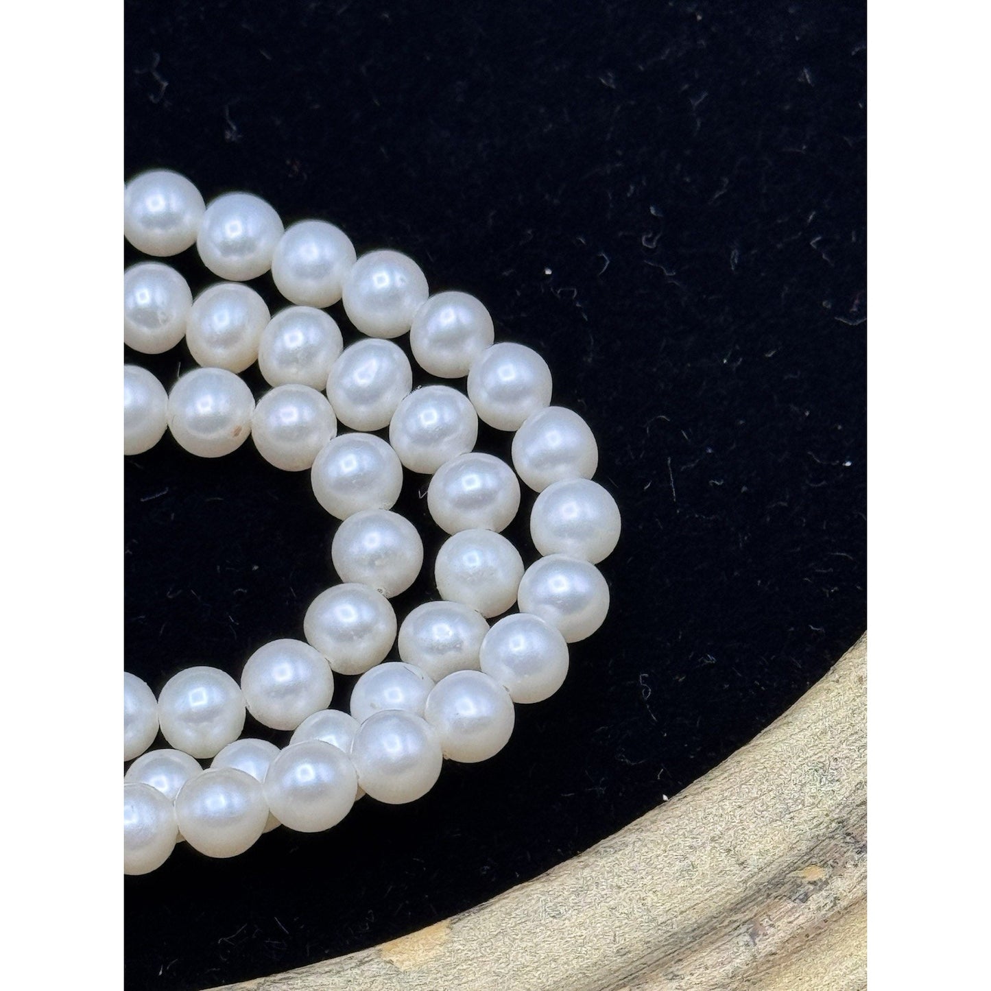 Vintage Cultured Pearl Necklace 3 Strand 16” White Pearls Silvertone Clasp