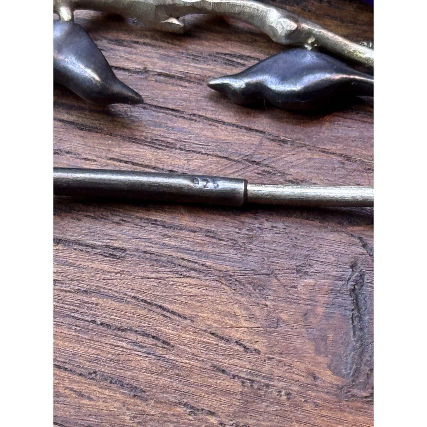 Sterling Bird Necklace 17” Modernist Birds on Branch Pendant 3.25” 925