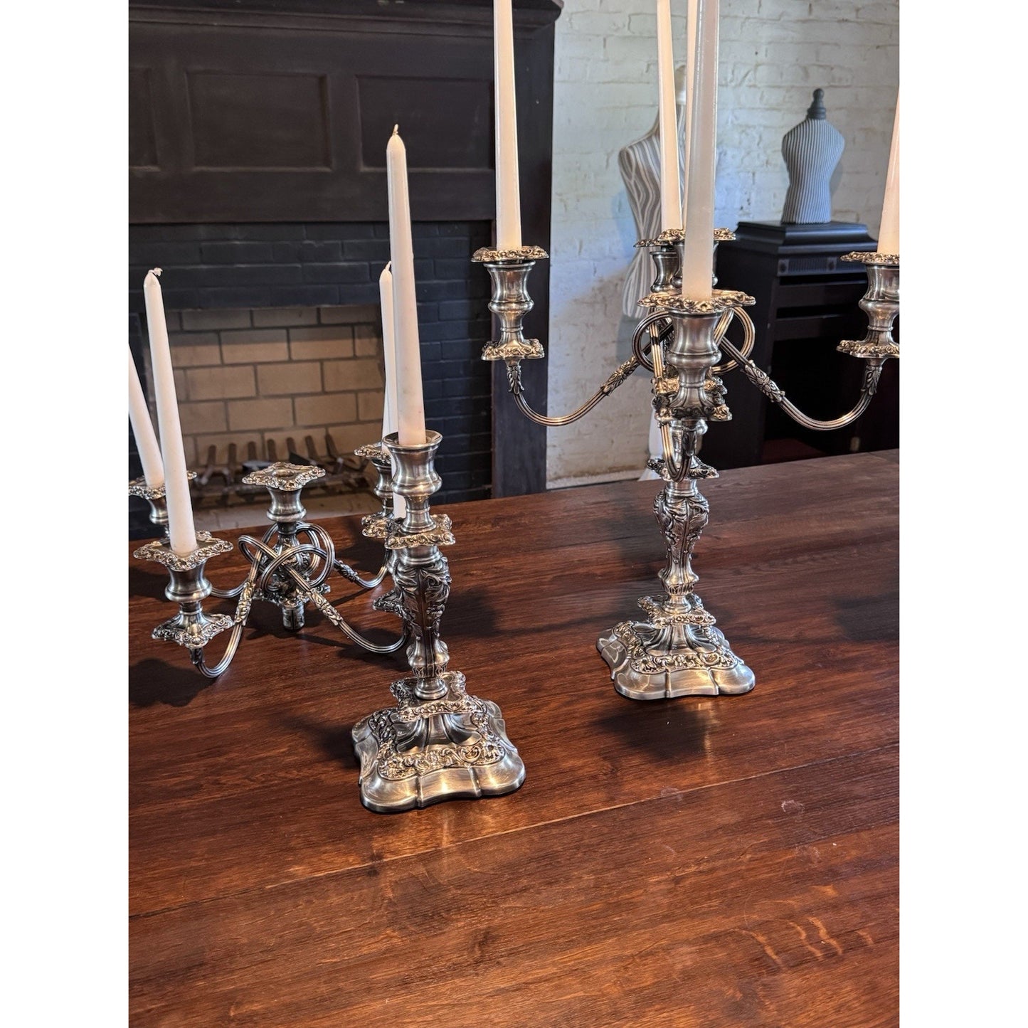 Webster Wilcox IS Silverplate 5 Light 4 WAYS Convertible Candelabra Pair 16.75”