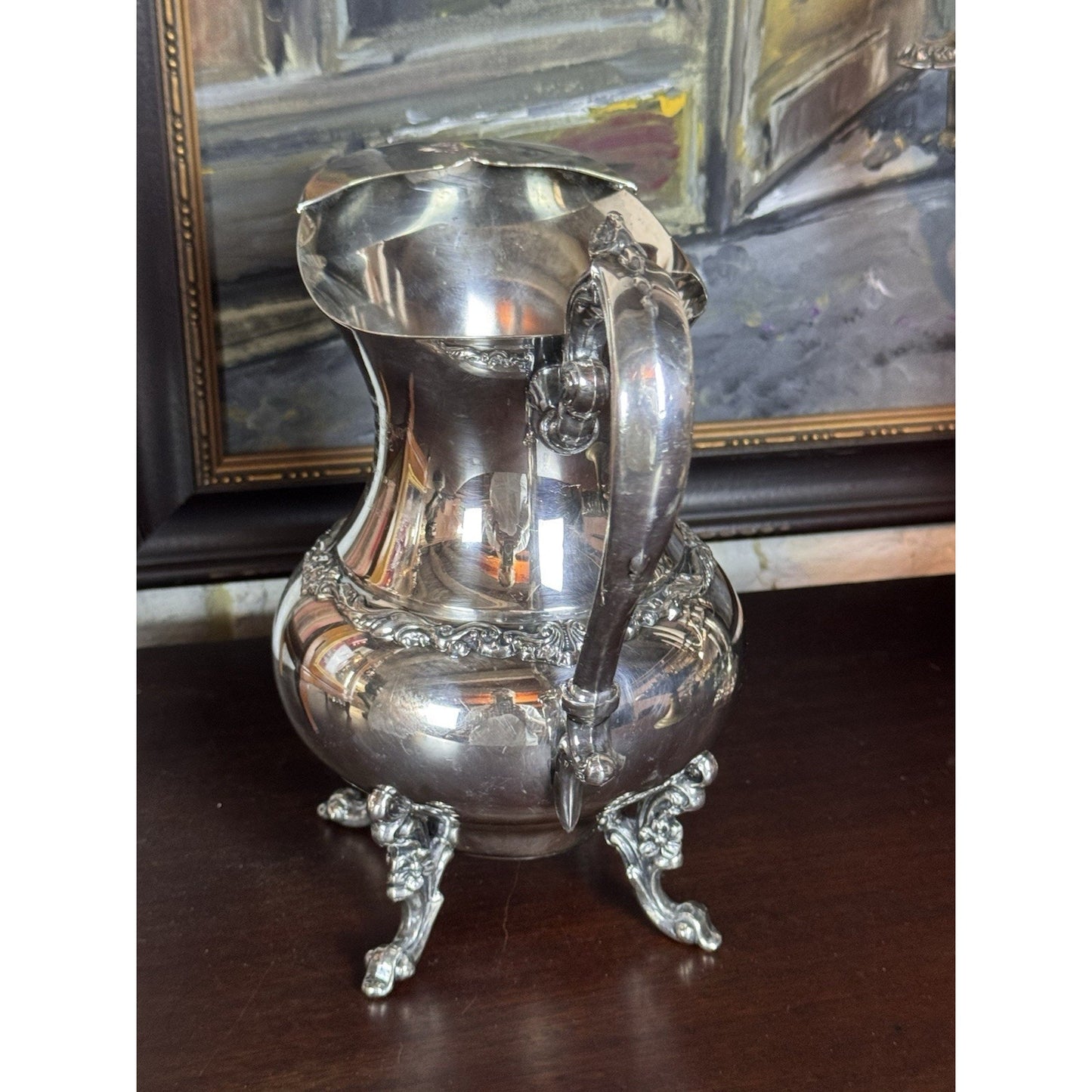 Silverplate Pitcher Footed Ornate Presentation Ewer Engraved 1972 10”h