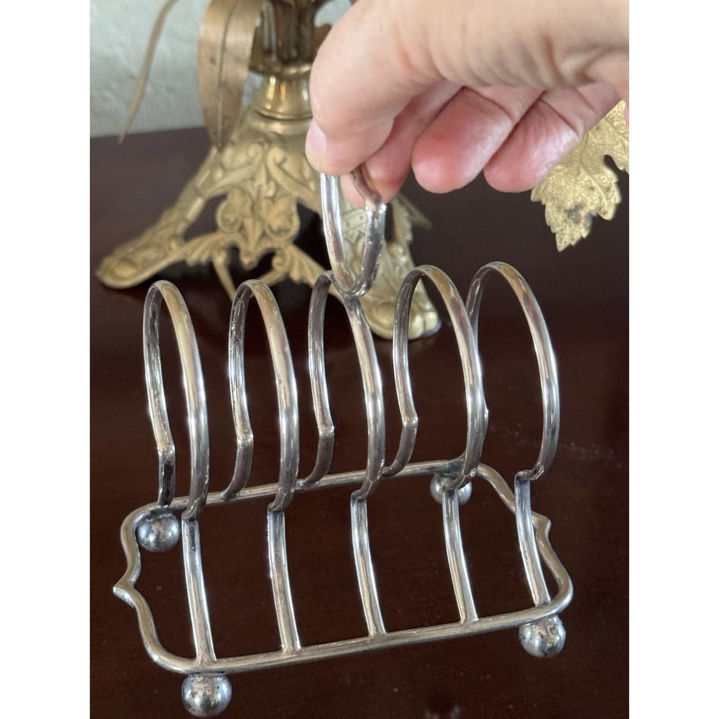 English Silverplate Toast Rack 4 Slice EPNS Vintage Breakfast Table 5”