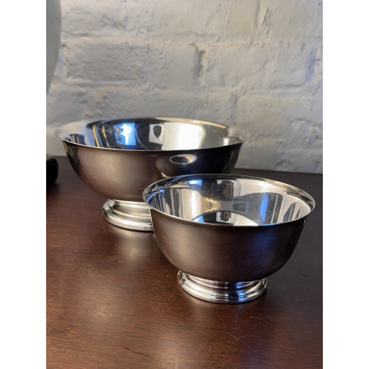 Vintage Revere Bowls Set 2 Silverplate Footed Serving Bowls 8” 5” Nesting