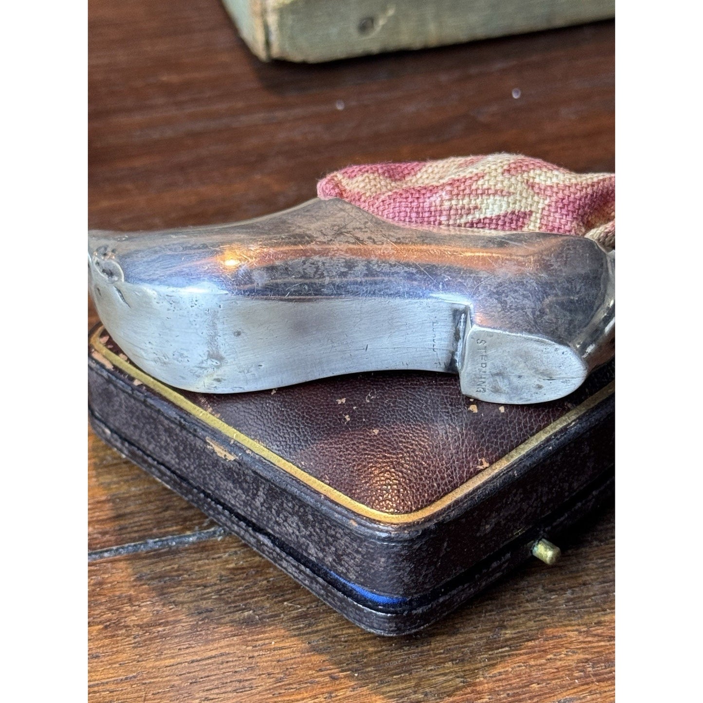 Vintage Sterling Silver Shoe Pin Cushion 3.5” Weighted Sewing Collectible