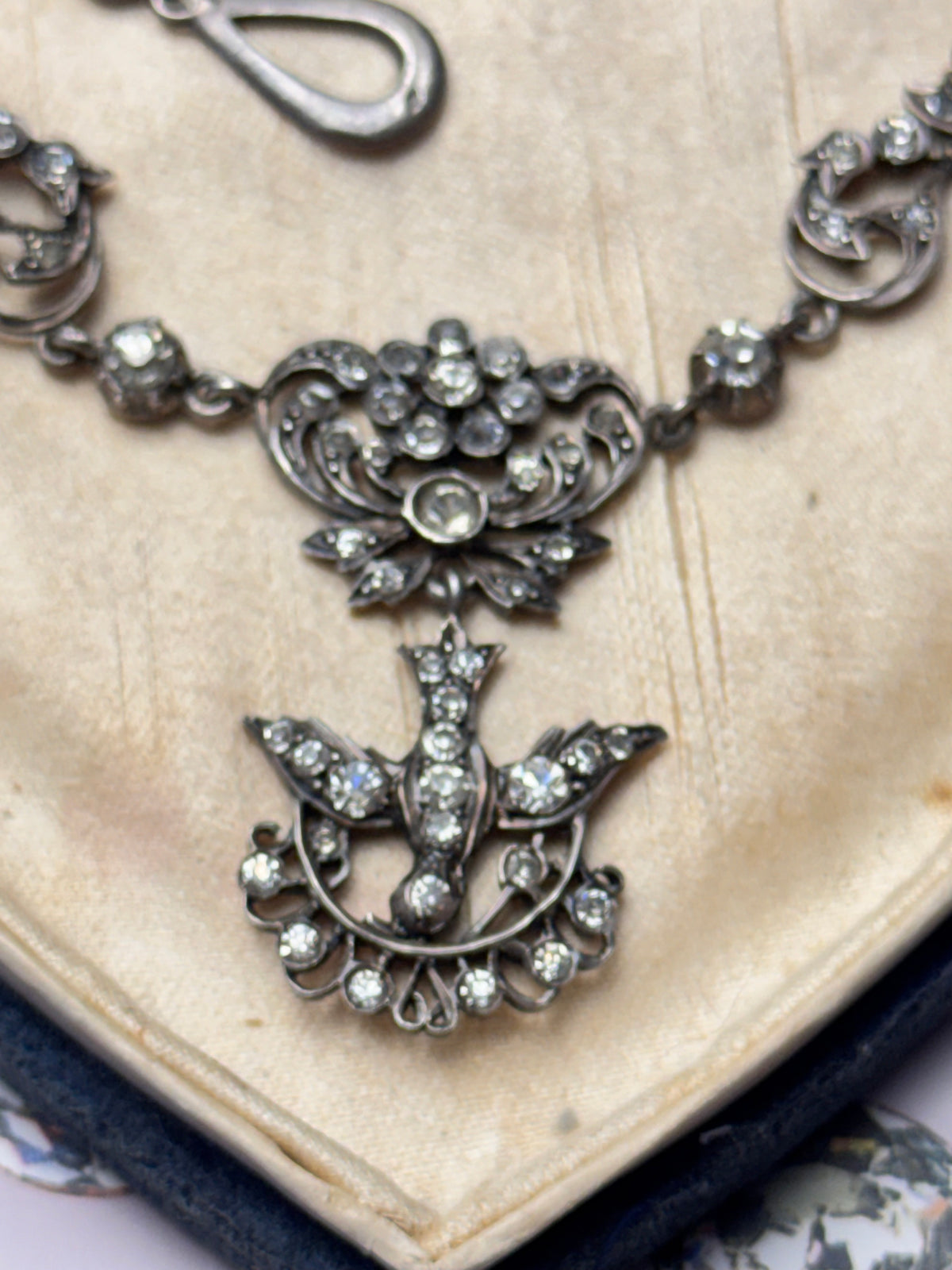 FRENCH Georgian Style Saint Esprit Antique Foiled Paste Festoon Necklace