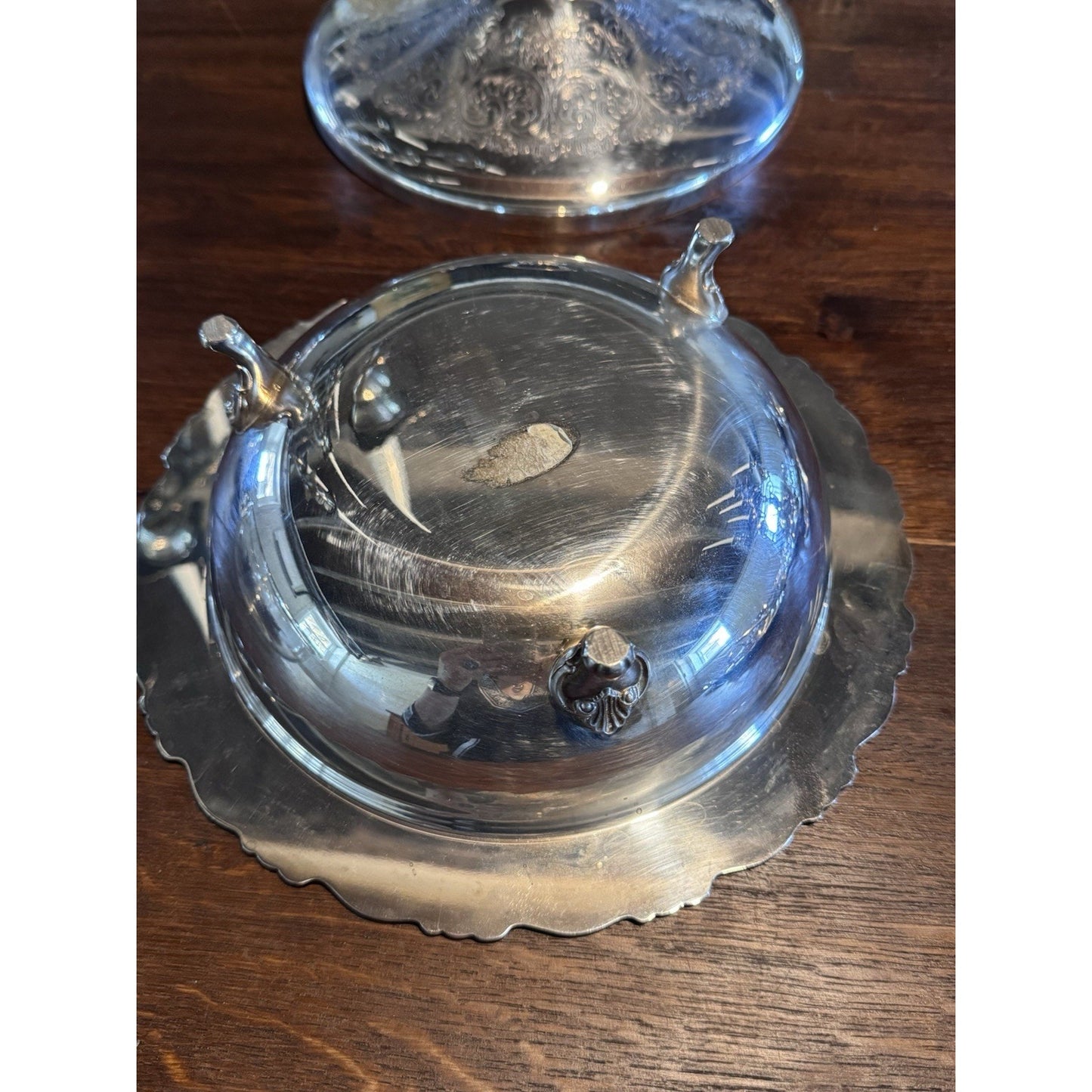 Silverplate Footed Bowl WM Rogers Covered Serving Dish Pyrex 1.5 Qt VINTAGE