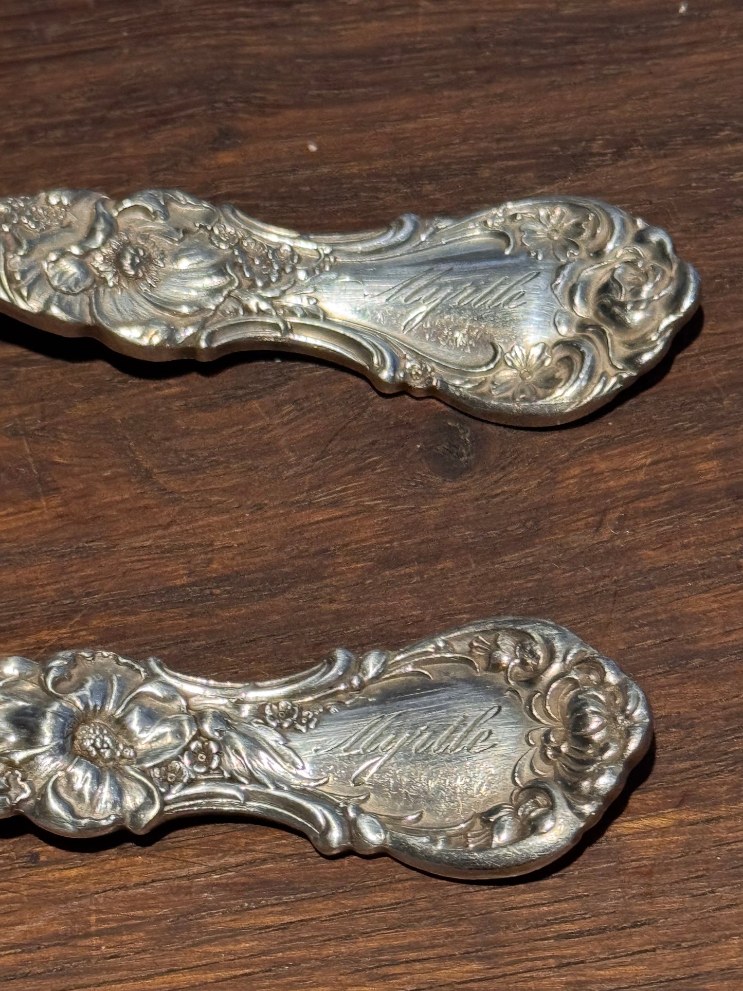 Antique Wallace Silverplate Serving Set Myrtle Engraved Spoon Fork Floral