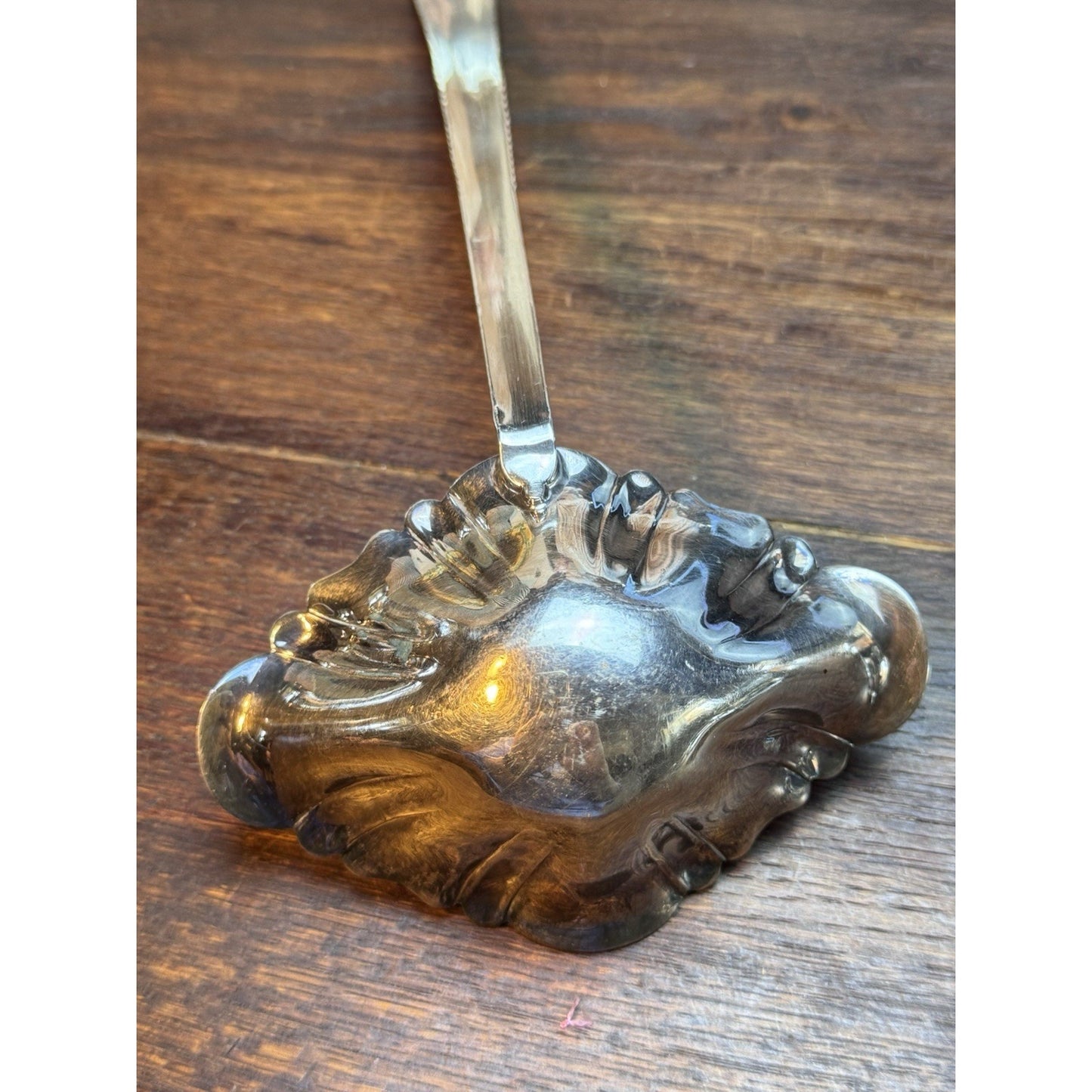 Silverplate Serving Ladle 13" Large Shell Bowl Victorian Art Nouveau Style