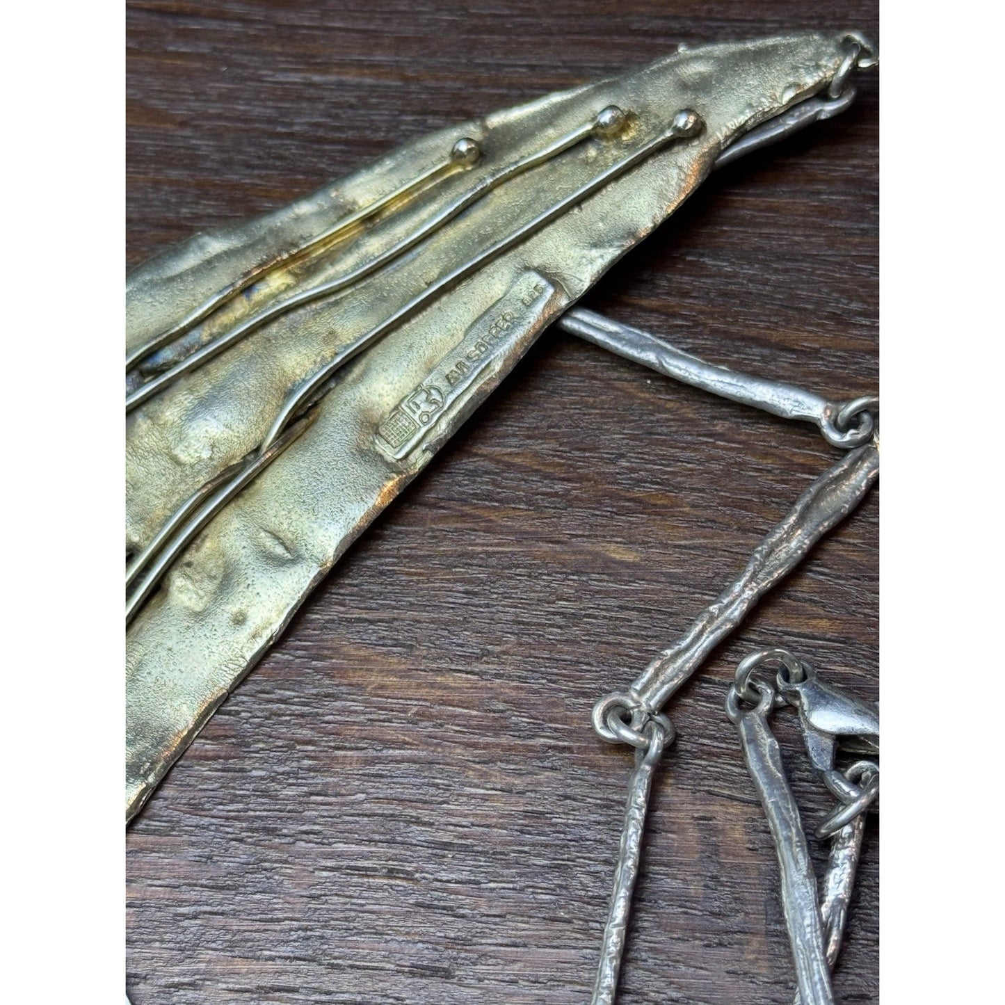 Avi Soffer 925 Sterling Modernist Necklace Israel Mixed Metal 20” Signed