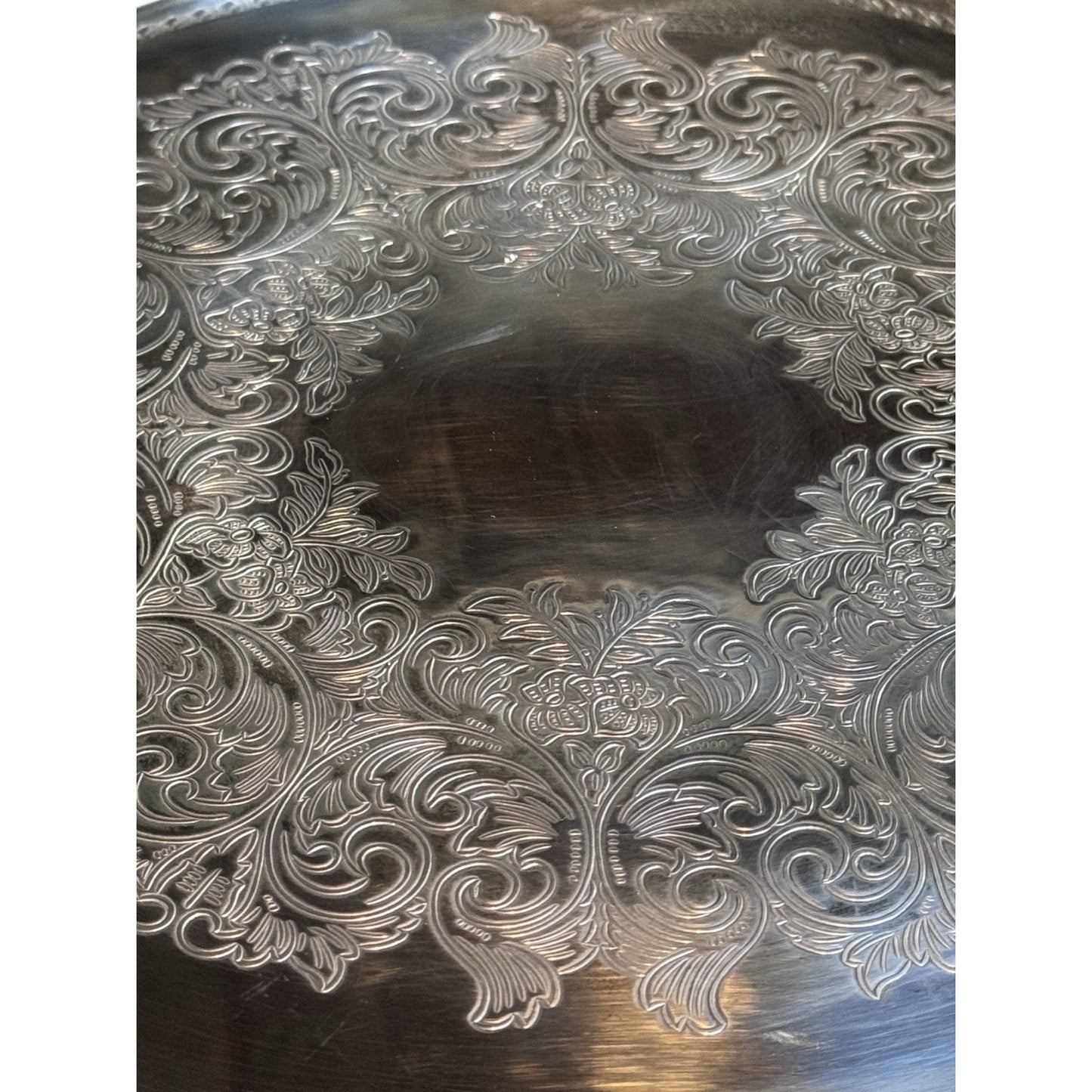 Silverplate Round Tray Reticulated 14.5” WM Rogers Engraved Serving Platter M
