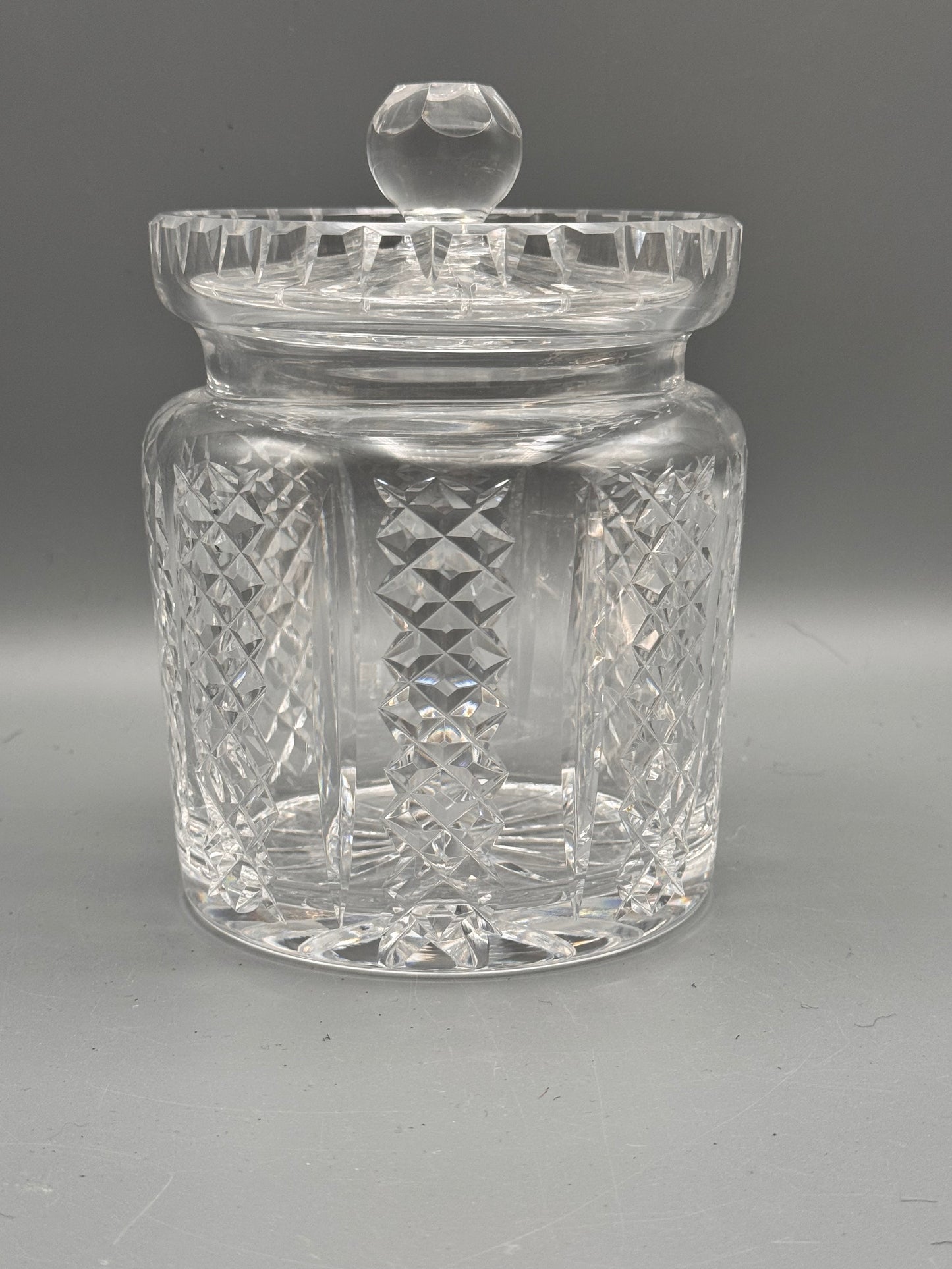 Waterford Crystal Biscuit Jar Lidded Cut Crystal Cookie Jar 7.5”