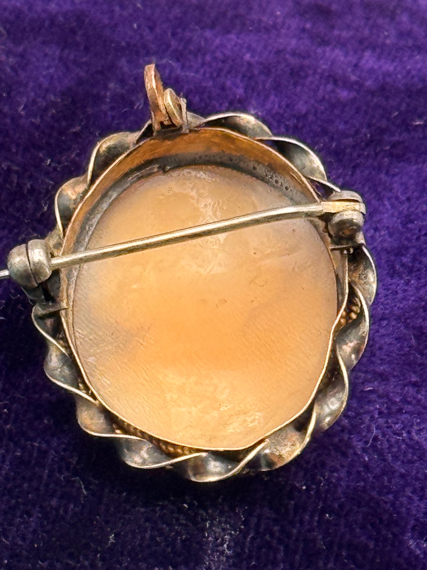 Antique Cameo Gold Filled Brooch Pendant Hand Carved 1 1/8”