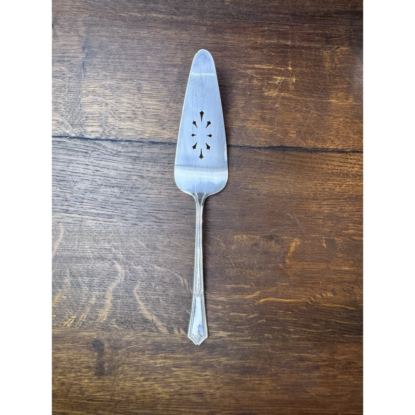 Vintage Bouquet Silverplate Pie Cake Server Pierced 10” Dessert Serving